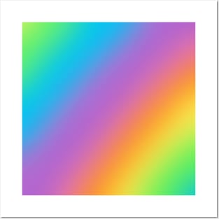 Bright Rainbow Gradient Diagonal Posters and Art